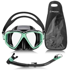 Rapido Italian Design Perfect View Pano Scuba Snorkel Mask Dry Snorkel Set + Bag