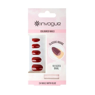 Invogue Rouge Oval Nails (24 Pieces)