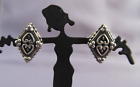 Vintage Lys 18K Yellow Gold & Sterling Diamond Shape Heart Stud Pierced Earrings