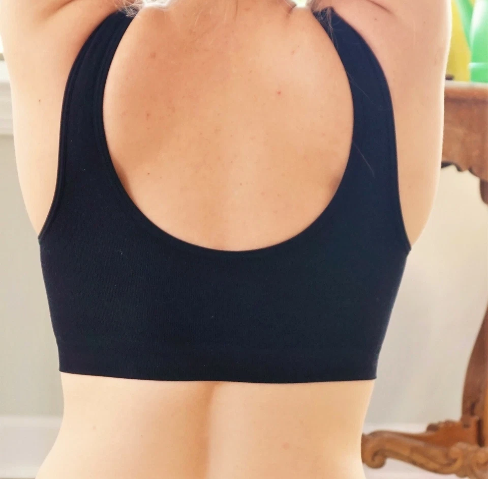 Yoga Bra Black or Beige lounge workout Pilates Barely there sz XXS-2XL MSRP $32 - Image 4 of 4