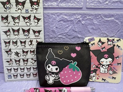 Kuromi Geldbörse Notizbuch Aufkleber Streifen Gel Stift süß Geschenk Paket Kawaii Sanrio