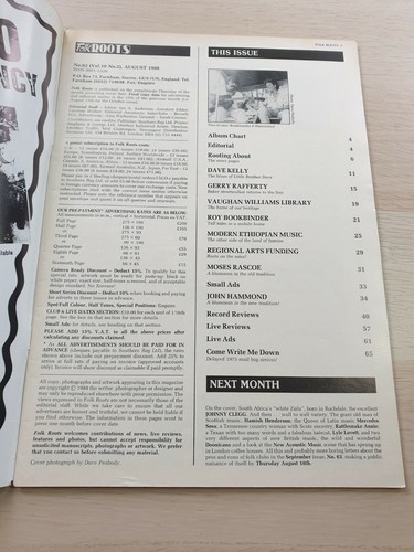 FOLK ROOTS Magazine Issue 62 August 1988 John Hammond Dave Kelly Moses Rascoe - Picture 3 of 8