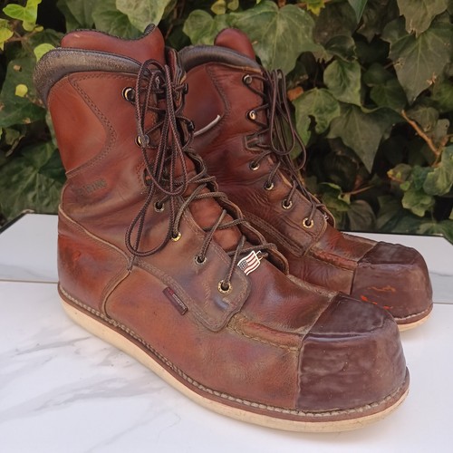 Red Wing Traction Tred Boots 8” Waterproof Safety Moc Toe Size 10.5 D