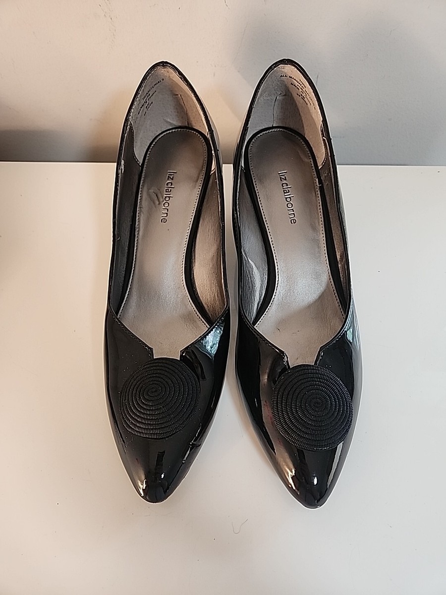 Liz Claiborne Womens Ballerina Shoes Flats Floral Lavendar Black