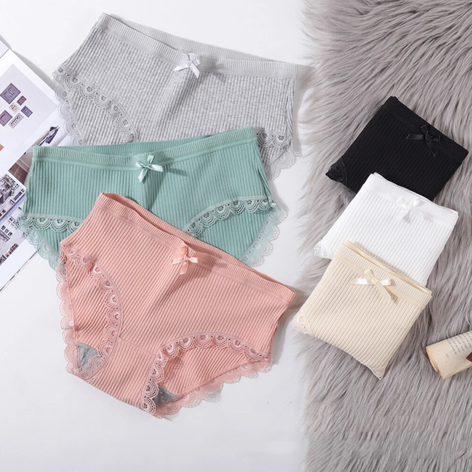 Sexy Bragas de Encaje Bragas Lazo Calzoncillos Algodón Ropa Interior Calzoncillos Sin Costuras Foto 2 de 4