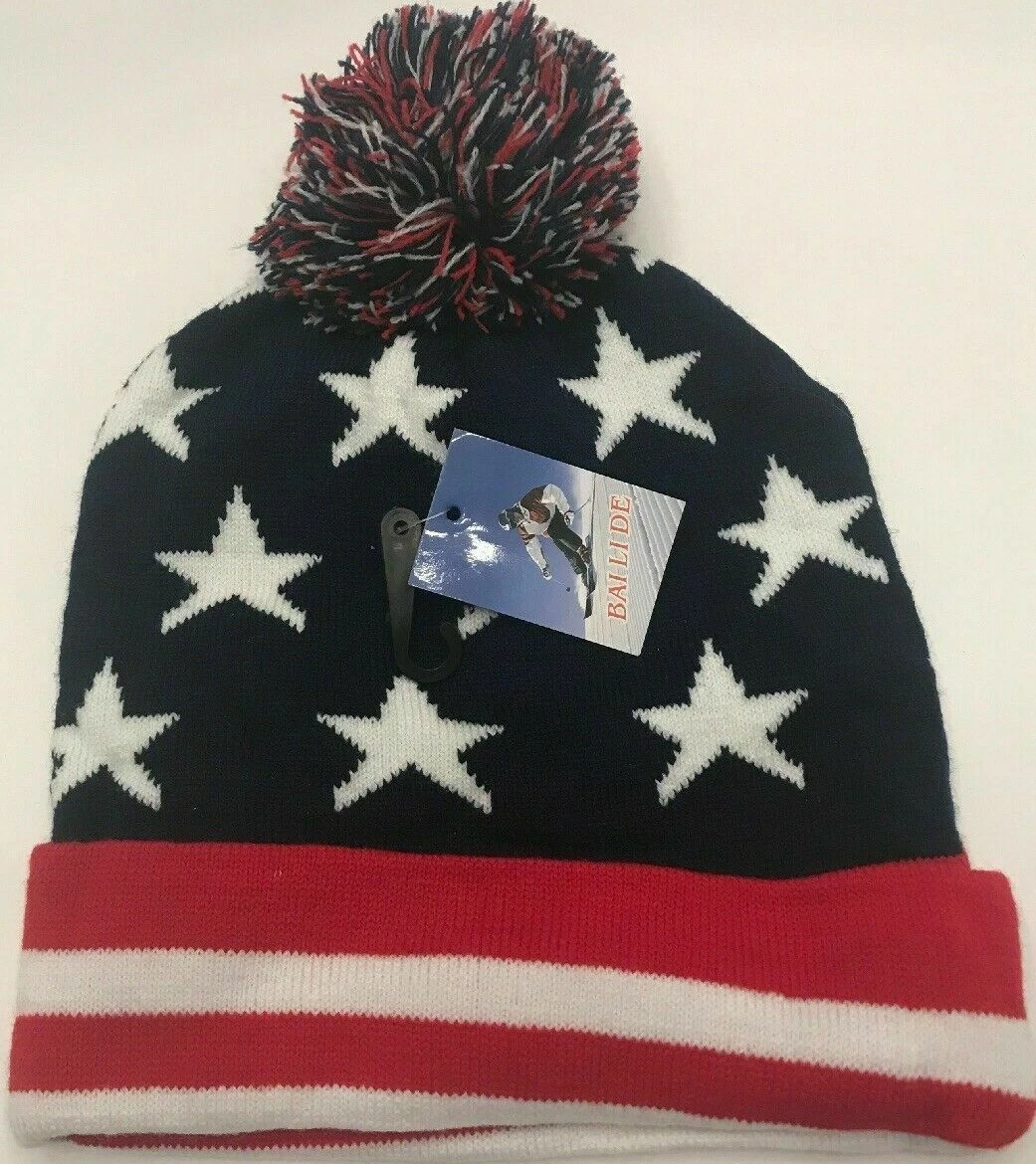 Lot of 2 American Flag Beanie Hat's, Cap's Stars Stripes (Free Shipping)