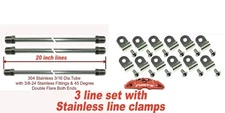 3pcs - 3/16" SS Brake Line 30" - Stainless 3/8-24 Tube Nuts - 24pc SS clamp set