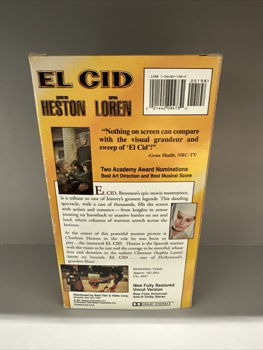 El Cid (VHS, 2-Tape Set, Restored / Uncut Version) 1961 epic