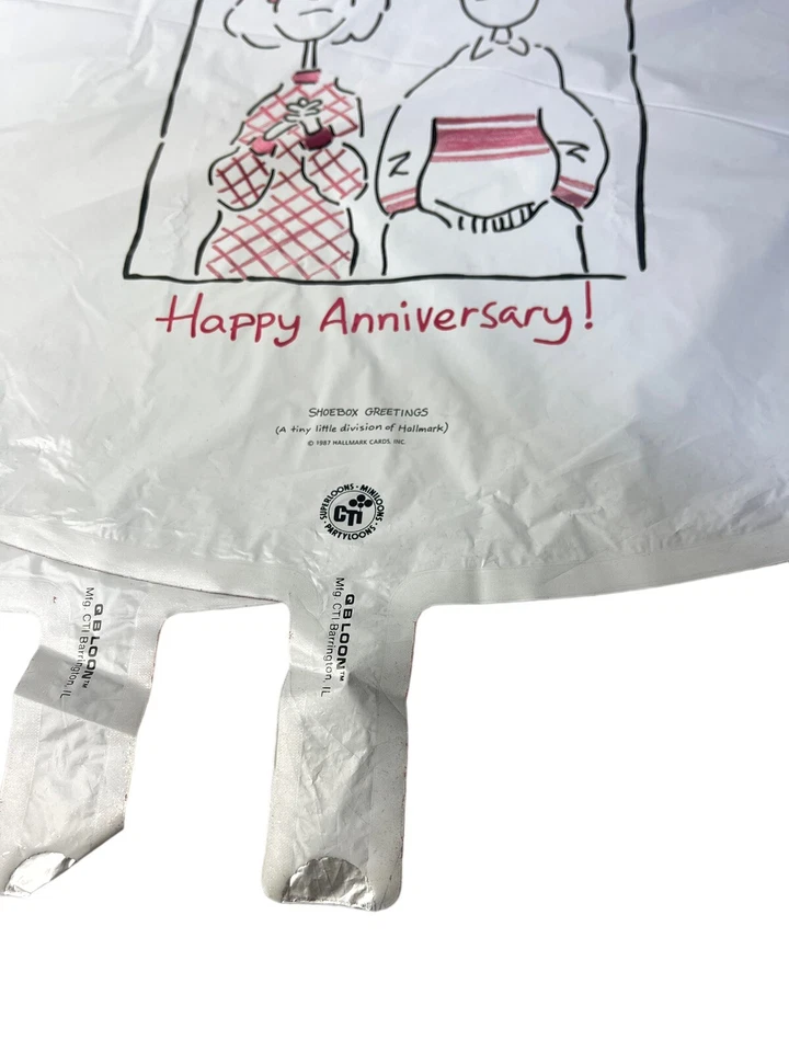 Lote de 2 Globos de Helio Lámina Feliz Aniversario Sello Caja de Zapatos 1987 De Colección Foto 2 de 3
