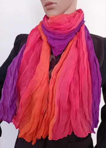 Schal Tuch Stola Viereckstuch  Farbverlauf 50x160cm- lila-pink-orange -Neu! K-7 - Bild 1 von 16