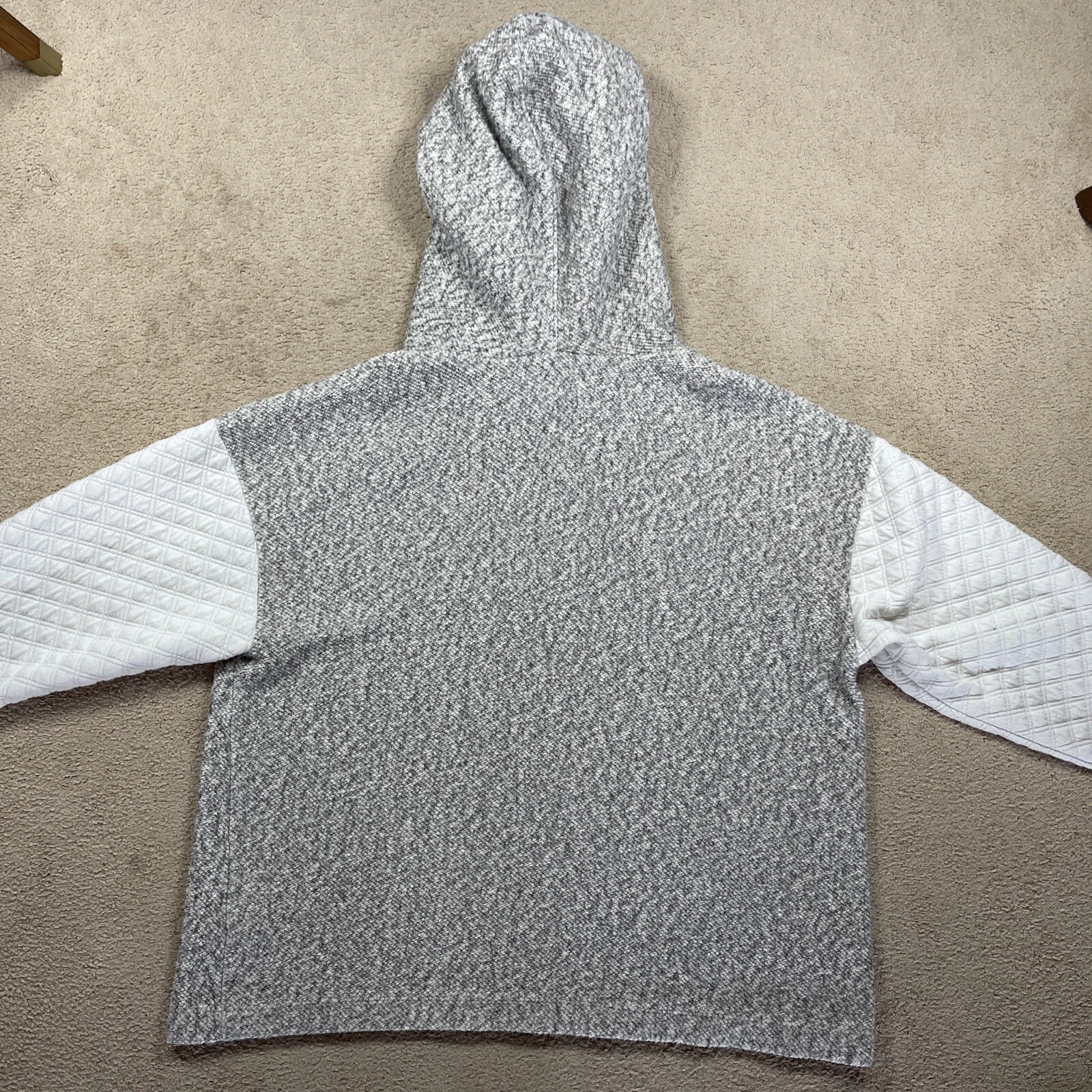 OFF WHITE Felpa con cappuccio Madewell donna manica trapuntata grigio avorio grigio medio