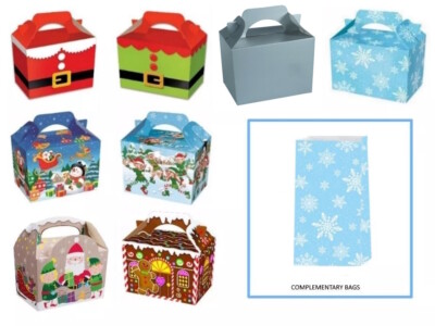 Weihnachtstisch Geschenkboxen/Party Lebensmittelboxen PLUS kostenlose Schneeflockenbeutel 