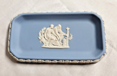 Vintage Wedgwood Jasperware kleine rechteckige Schmucknadel Schmuck Tablett '76