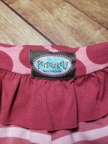 NWT PERSNICKETY Brick Red and Coral Cotton Polka Dot Striped Ruffled Pant 4 year - Picture 3 of 4