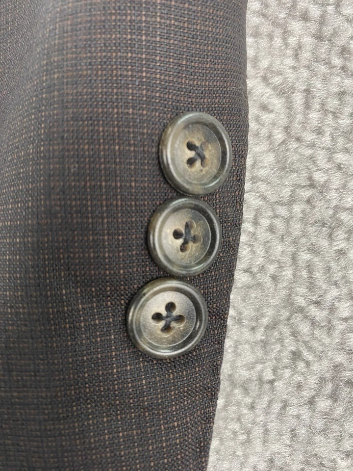 Chaqueta Traje Corneliani 42 R Lana Taupe Cuadros Diseñador Premium Lujo Deporte Italia Foto 2 de 4