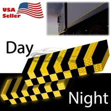 Black & Golden Yellow Safety Reflective Checker Flag Sticker Stripe Warning Mark