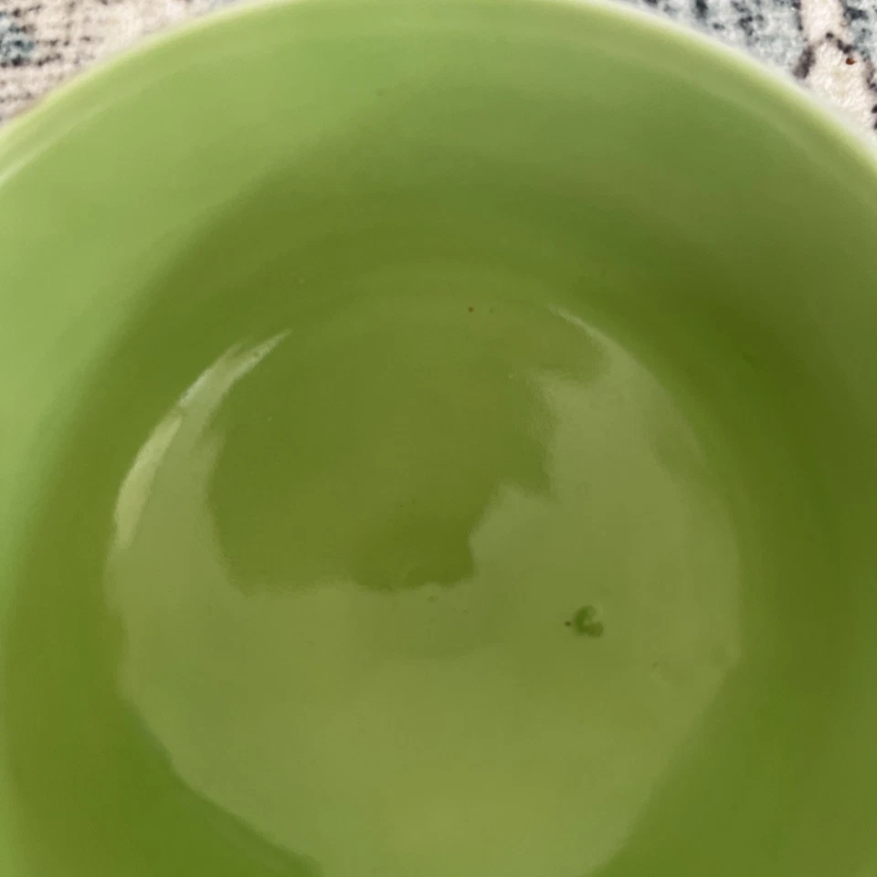 4 Footed Sherbet, Ice Cream Glass, Teal And Lime Unknown Milk Glass Brand - Image 4 of 4