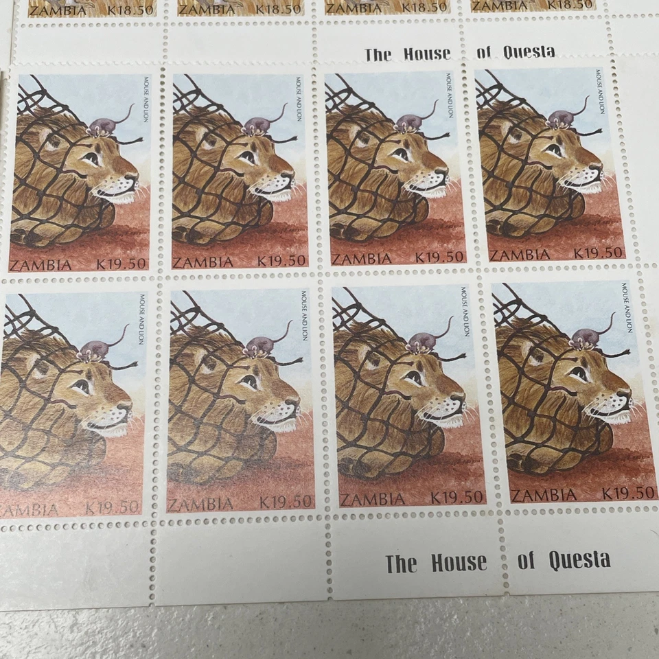 Hoja de bloque de estampillas de Zambia 1979. Animales. 32 estampillas. Foto 4 de 4