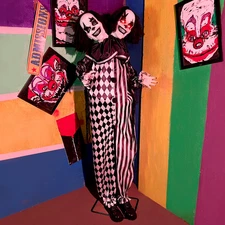Haunted Hill Farm Lifesize 5.5 ft Animatronic Two-Headed Clown w/ Lights & Sound