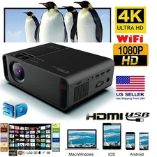 6500Lumens 4K 1080P HD WiFi Bluetooth Mini 5D LED Home Theater Projector Cinema