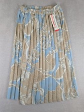Alfred Dunner Skirt Women's 8P Pleated Midi Tan Blue Luxury Elastic Pull On New