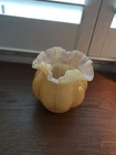 Vintage rare Fenton glass beaded melon vase with ruffled top