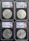 4 COIN SET - 2022 Silver Eagle MS70 NGC FIRST DAY ISSUE - 4 DIFFERENT SIGNATURES