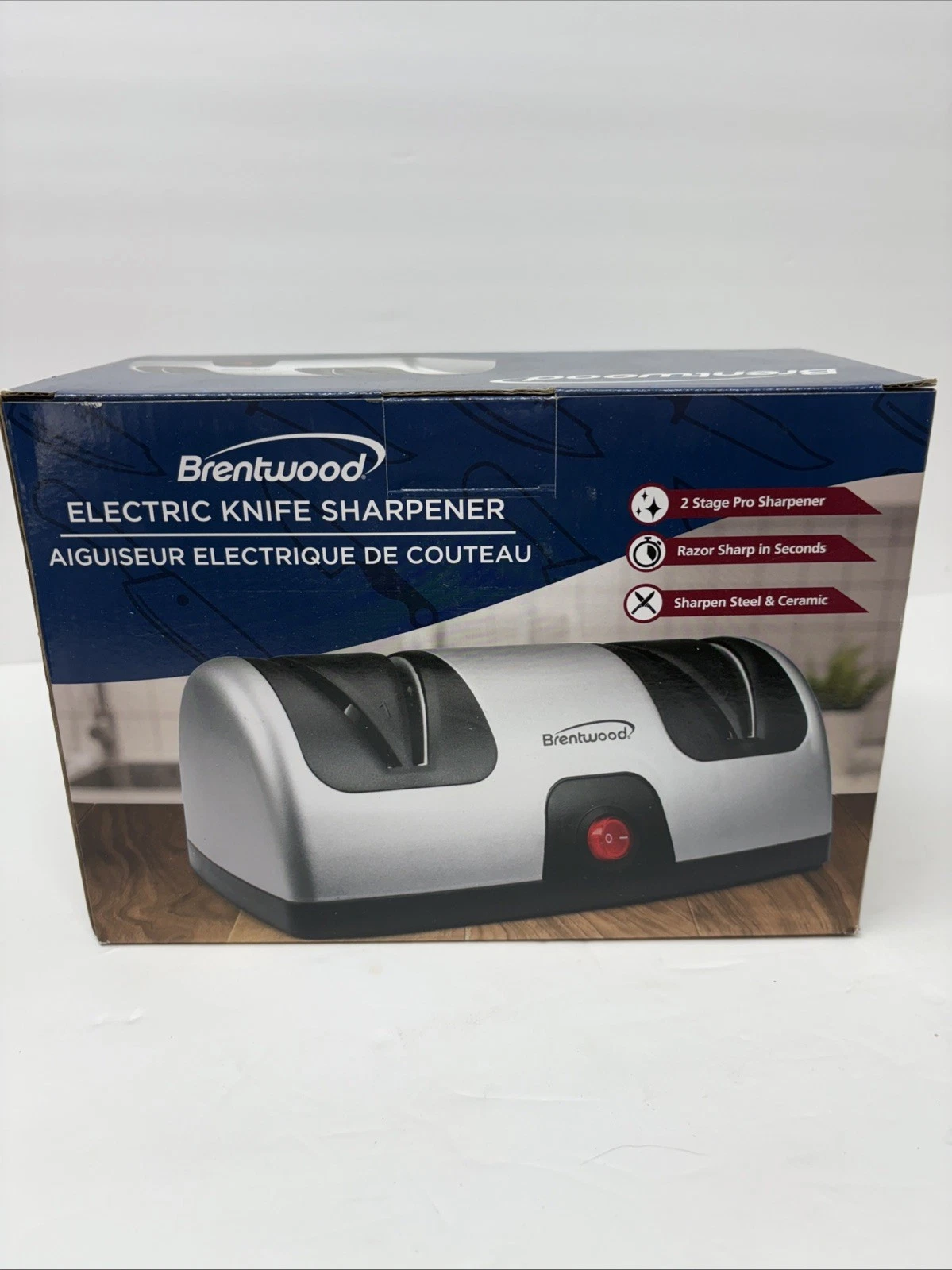Brentwood Electric 2-Stage Pro Kitchen Steel & Ceramic Knife Sharpener TS-1001