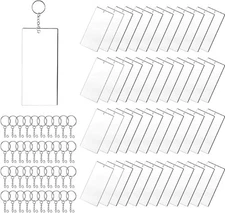 Acrylic Keychain Blanks Set Including 48pcs Rectangle Clear Acrylic Ornament Bla