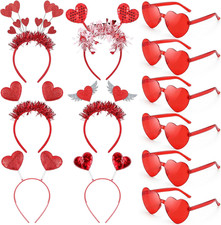 12 Pcs Valentines Day Heart Headbands and Heart Shaped Sunglasses 6Pcs Love Shap