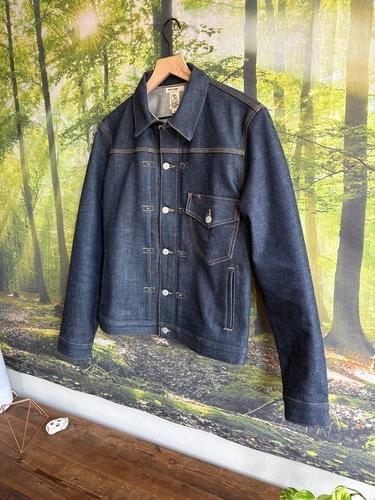 Hiroshi Kato Blade Selvedge Denim Pleated Jeans Jacket Indigo Raw Medium - product listing photo