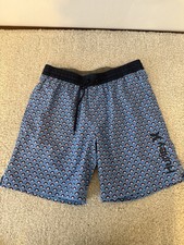 Hurley Large Fully Lined Blue All Over Print Swim Trunks Shorts Board Shorts Men