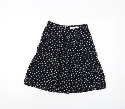 Louche Damen blau Geometrisches Muster Baumwolle A-Linie Rock Größe 8 Reißverschluss