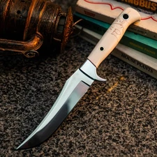 Gift-Ready 9.3" Damascus / Steel Knife Full Tang Hunt it Hunt + Leather Sheath