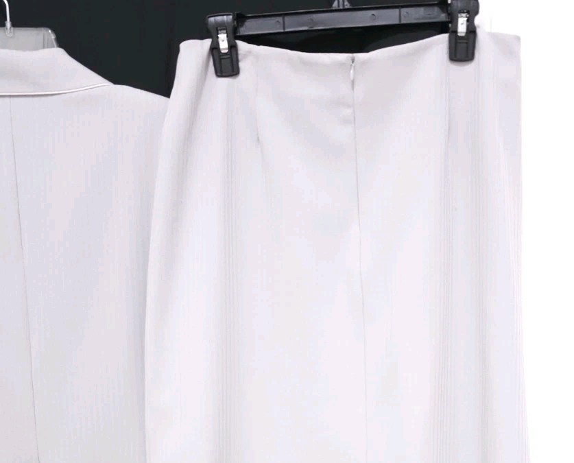 VTG KC Spencer 2pc Suit SET Pleated Skirt & Jacket 10 Medium Lt Gray Pinstriped