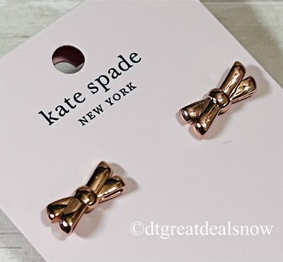Kate Spade Double Bow Rose Gold Tone Stud Earrings KA264