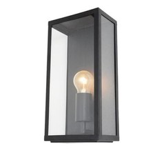 Litecraft Mersey Wall Light Outdoor Box Lantern IP44 Garden Fitting - Black     
