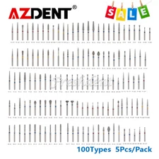 AZDENT  100Type Dental Diamond Burs FG Drill F High Speed Handpiece 1.6mm 5pc/PK
