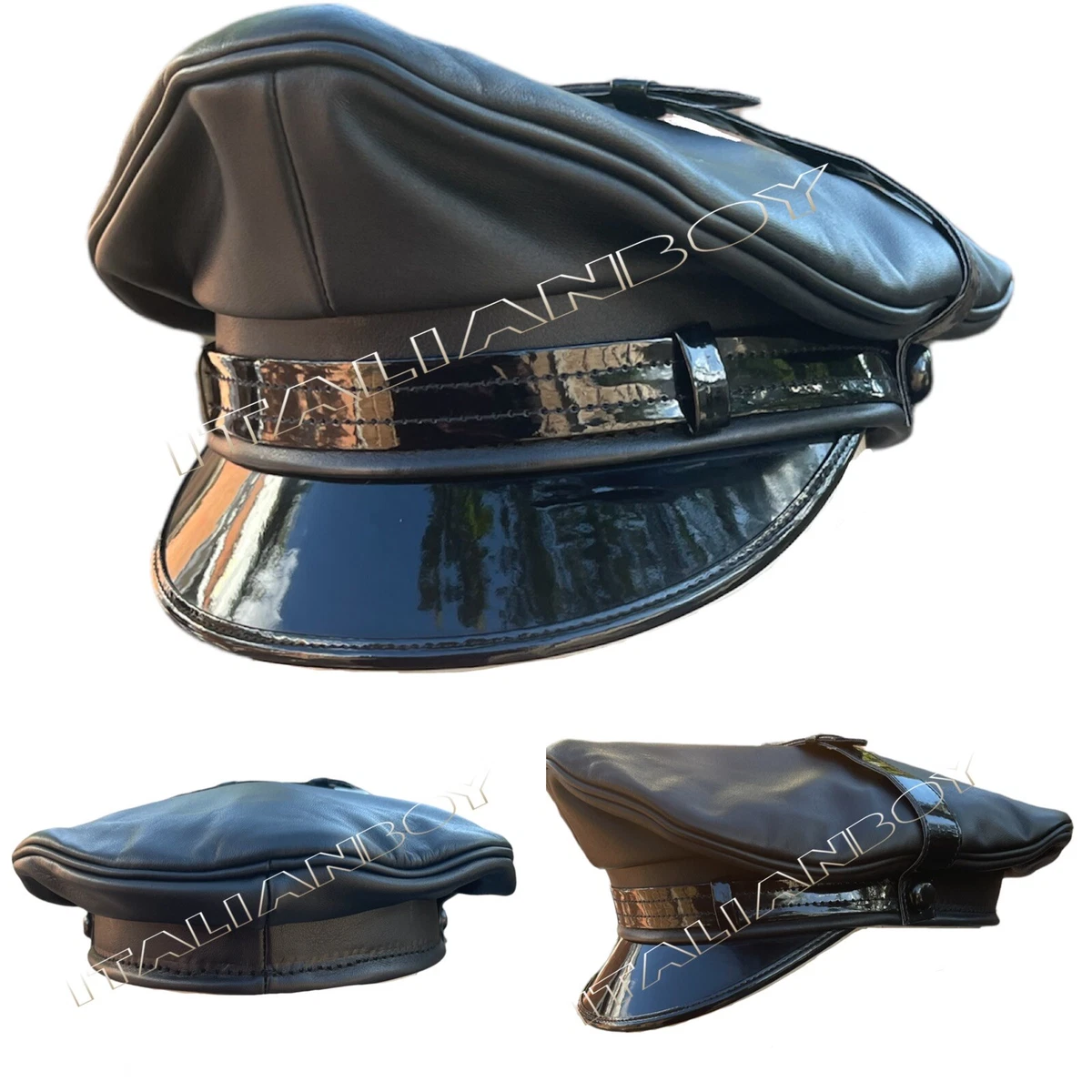 Black peaked sales military hat