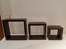 Holz Wandregal Würfel 3er Set Braun Setzkasten Stabil Regal Kiste Aufbewahrung