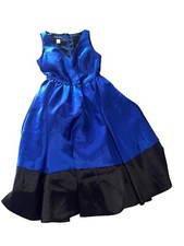 Donna Morgan Size 0 Tea Length Dress Classic Black & Blue Length 42” #1700