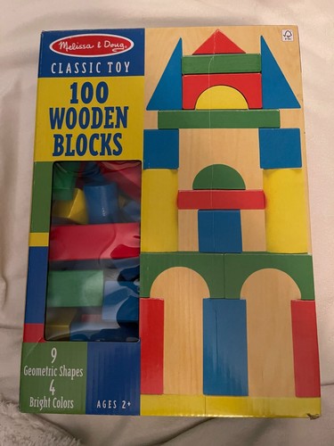 Wooden Building Blocks Set Learning Toy Only 93/100 pieces in box - Afbeelding 1 van 7