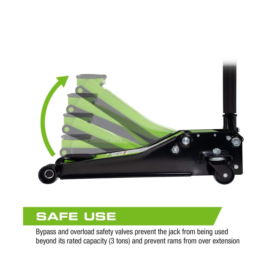 Arcan 3 Ton (6,000 lbs.) Steel Floor Jack Quick Rise Dual Piston Pump Low Pro... - Image 2 of 4