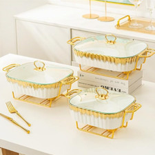 3 Pack Chaffing Dish Buffet Set Procelain Food Warmer 12", 13.5", 15" for Party