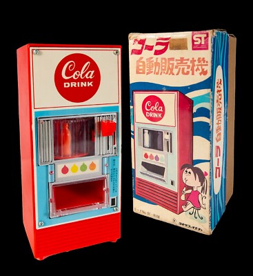 1960s Ultra Cool VINTAGE JAPANESE TOY COLA VENDING MACHINE in BOX