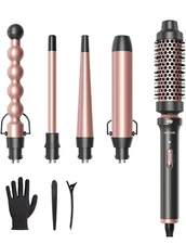 Wavytalk 5 in 1 Curling Iron,Curling Wand Set with Curling Brush