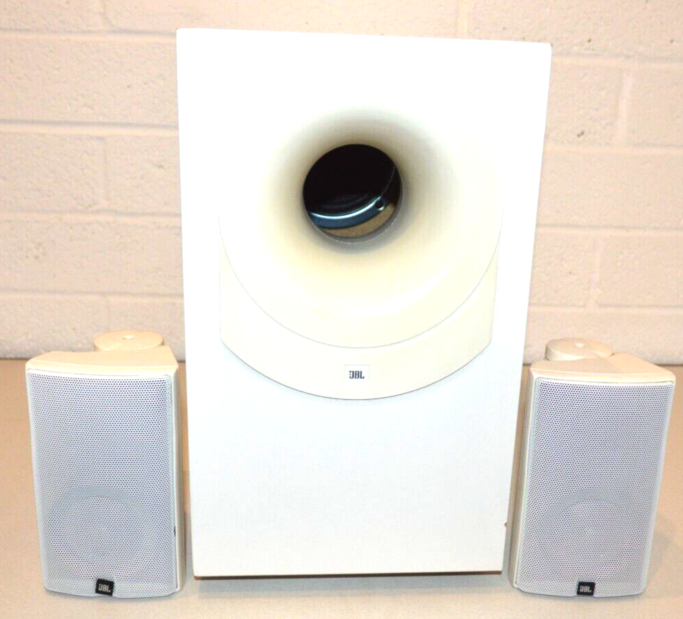 JBL Music 10 SAT10 / SUB10 Passive Stereo Speaker System Rare WHITE