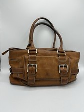 Borsa a mano Michael Kors in pelle marrone fibbia grande ferramenta argento