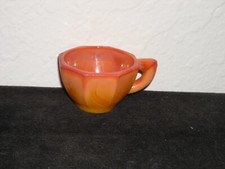 Akro Agate Small Octagonal Cup with Open Handle Pumpkin