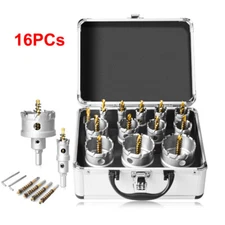 16Pcs Upgrade Heavy Duty Carbide Hole Saw Kit - Metal Steel Hole Saw Drill Bits